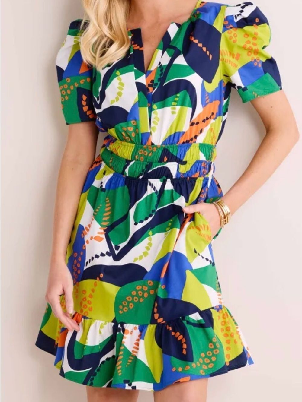 NWT Ces Femme by Avara Abstract Print Tiered Dress | Size S